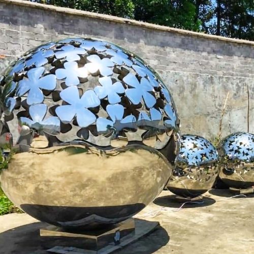 stainless steel sphere laser cut clover pattern lg